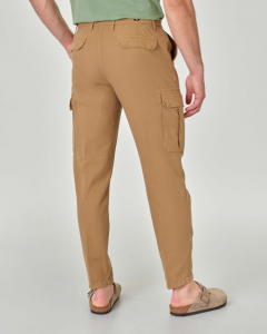 Pantalone cargo color biscotto in puro cotone