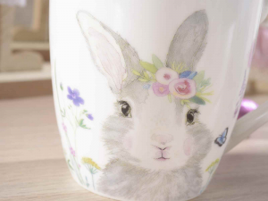 Tazza in porcellana decori con coniglietti