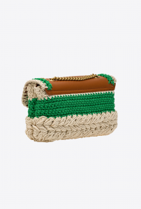 Tracolla Love Mini Puff Techno Crochet verde Pinko