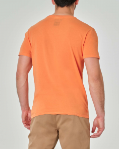 T-shirt arancio mezza manica in puro cotone con coordinate sulla manica