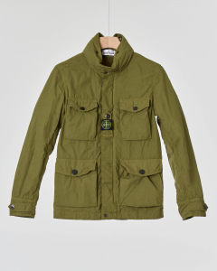 Field Jacket verde militare in canvas di cotone e nylon 10-12 anni
