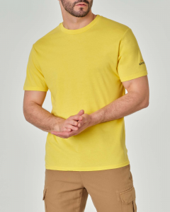 T-shirt gialla mezza manica in puro cotone con coordinate sulla manica