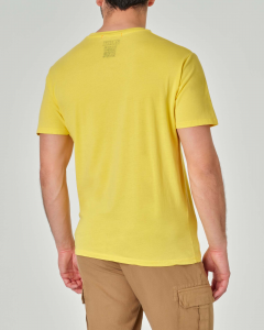 T-shirt gialla mezza manica in puro cotone con coordinate sulla manica
