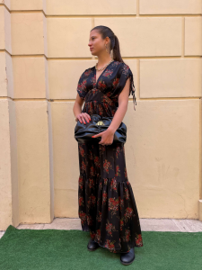 Abito Long Dress Tati black-bouquet Aniye By