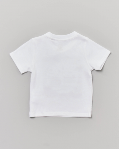 T-shirt bianca mezza manica con stampa logo in grafica camouflage 9-18 mesi