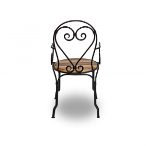 Sedia in ferro con seduta in legno di sheesham (palissandro naturale) 
