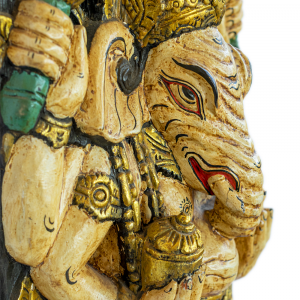 Statua Ganesh in legno intagliata a mano 