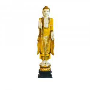 Statua Buddha in legno thailandese intagliata a mano 
