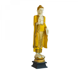Statua Buddha in legno thailandese intagliata a mano 