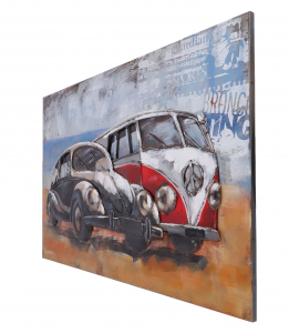 Dipinto su metallo auto Old Volkswagen 120x80 cm