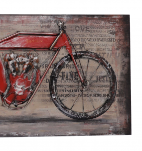 Quadro Dipinto su Metallo moto rossa 140x70 cm