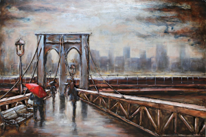 Dipinto Su Metallo Brooklyn Bridge 120x80 Cm