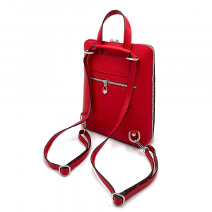Red leather backpack