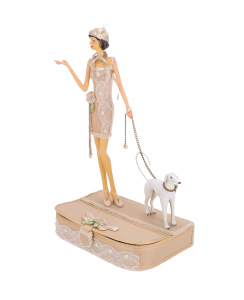 Scatolina dama elegante con cane