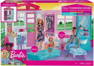 Mattel - Barbie Casa Portatile Piccola con Piscina e Accessori (Bambola Non Inclusa)