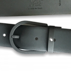 Cintura Montblanc in Pelle Gommata di colore Nero Opaco