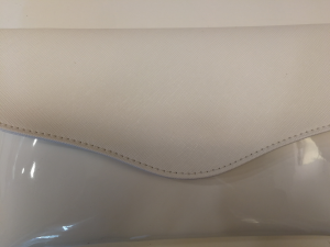 White faux leather clutch bag for women for sale