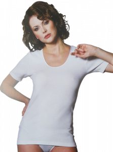 T-Shirt donna, maglietta intima a mezza manica in Caldo Cotone Mako' MANUFAT 880