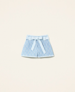 SHOPPING ON LINE TWINSET MILANO SHORTS IN JEANS JACQUARD NEW COLLECTION SPRING SUMMER 2022