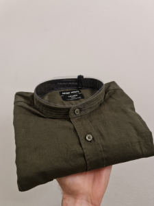 Camicia coreana lino 100% verde 