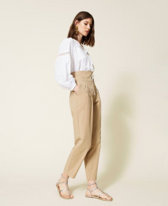 SHOPPING ON LINE TWINSET MILANO PANTALONI IN POPELINE NEW COLLECTION SPRING SUMMER 2022-2