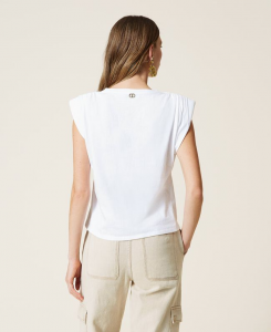 SHOPPING ON LINE TWINSET MILANO T.SHIRT CON ARRICCIATURE NEW COLLECTION SPRING SUMMER 2022