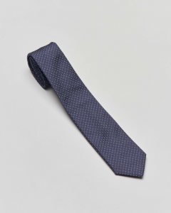 Cravatta blu con micro pois bianchi