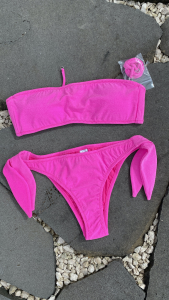 Bikini Fascia e slip Brasiliano regolabile Rosa Fluo Visionary dose Effek