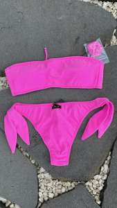 Bikini Fascia e slip Brasiliano regolabile Rosa Fluo Visionary dose Effek TAGLIA S e LG