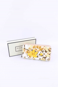 Wallet Diana & Co.mod Double Zipper Fantasy Flowers Background Almond New