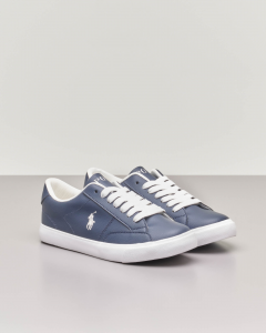 Sneakers blu in ecopelle con pony bianco 35-39