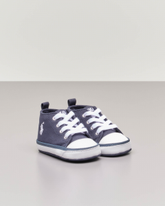 Sneakers blu in tela con stringhe e logo pony bianco 16-18