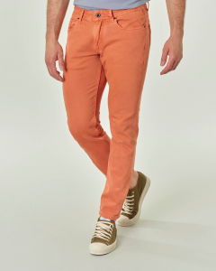 Pantalone cinque tasche arancio in bull di cotone