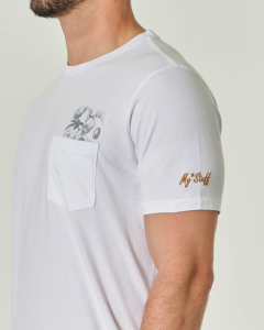 T-shirt mezza manica bianca con taschino in pima cotton