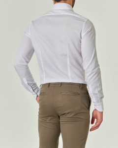 Camicia bianca in puro cotone micro armatura con collo alla francese
