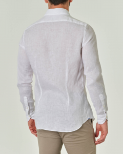 Camicia bianca in puro lino con collo alla francese