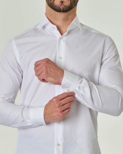 Camicia bianca in popeline di cotone tinta unita con collo alla francese