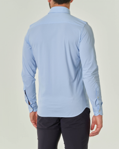 Camicia azzurra micro-fantasia in tessuto tecnico hyper comfort