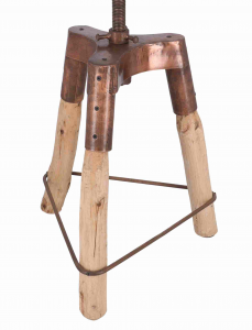 Sgabello legno seduta cuoio 35x35x60 cm