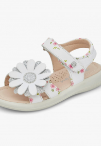 NATURINO SCIANTIS Sandalo in pelle stampata con fiore, Bianco