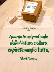 Bag Sostenibile in Cotone Biologico con Frase di Albert Einstein