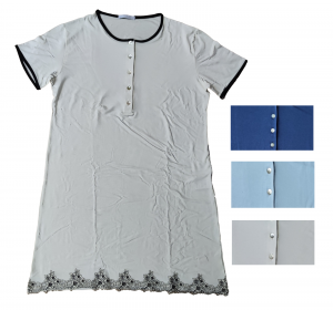 Camicia da notte donna, Canotta con bottoni, mezza manica, FIDA E2013