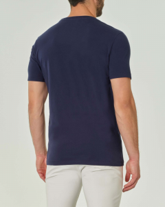 T-shirt mezza manica blu con taschino in pima cotton