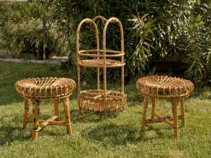 Carrello portaliquori vintage in bambù