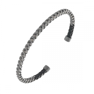 BRACCIALE RIGIDO ULYSSES DIPPED OXIDIZED SILVER CUFF NERO