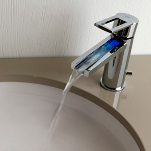 Basin tap waterfall with led Riflessi Gessi