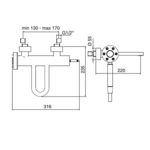 Wall-mounted bath mixer Philo Treemme