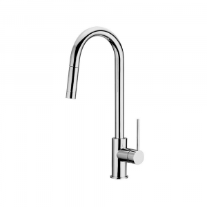 High-barrel sink mixer with pull-out single-jet hand shower Pepe Cucina Frattini