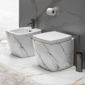WC et bidet à effet marbre Square Aet Italia
