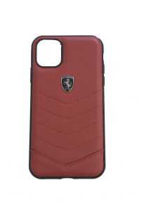 Ferrari Red Real Leather Cover iPhone 11 